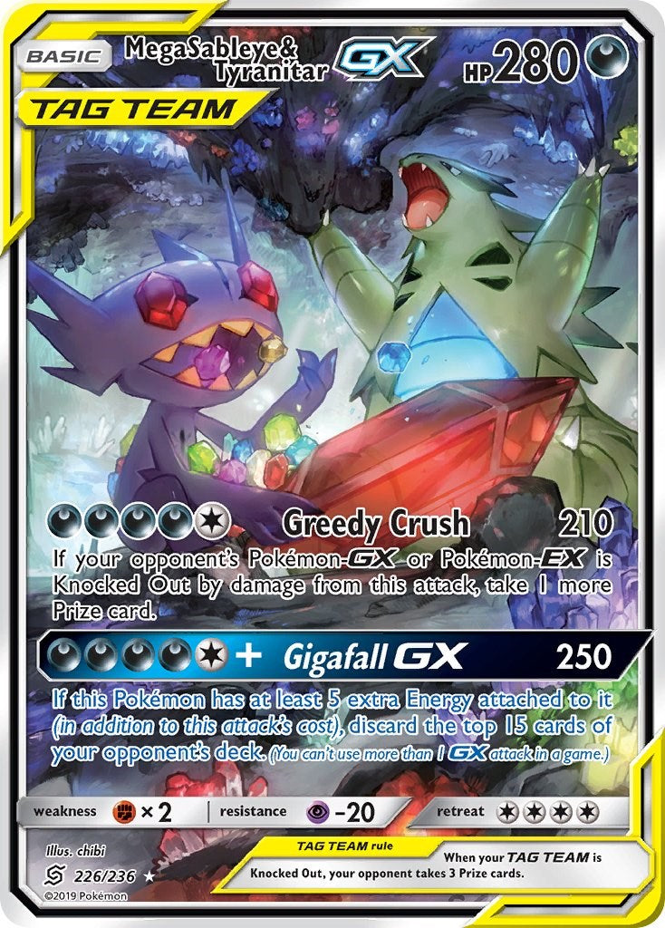 Mega Sableye & Tyranitar GX (Alternate Full Art) [SM11 - 226/236]
