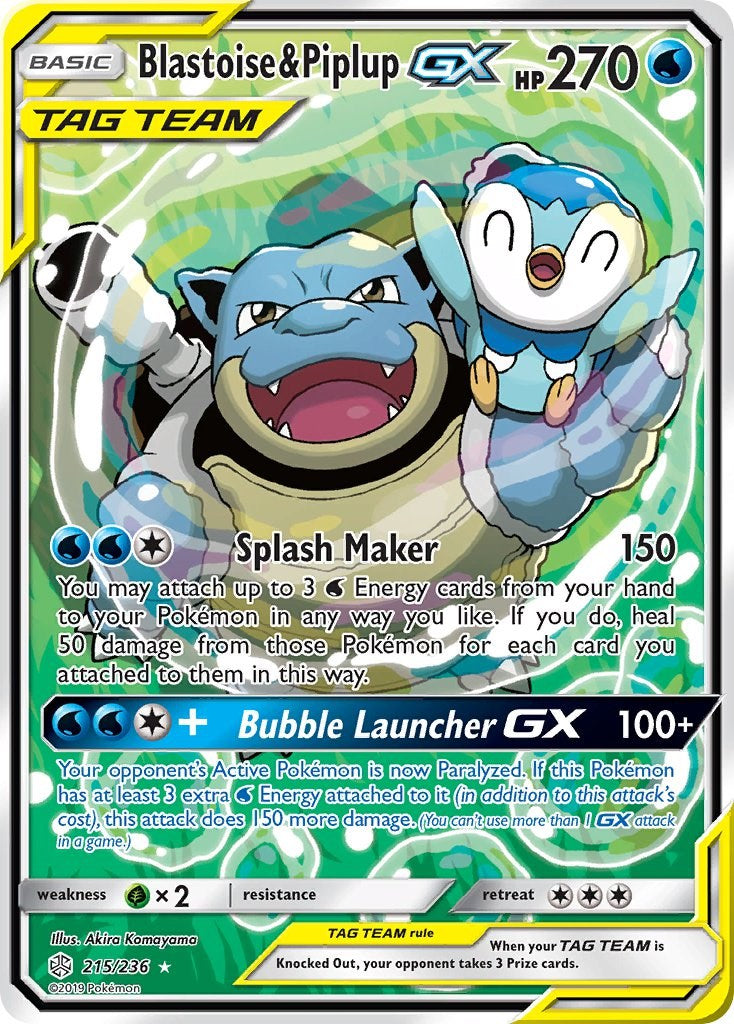 Blastoise & Piplup GX (Alternate Full Art) [SM12 - 215/236]