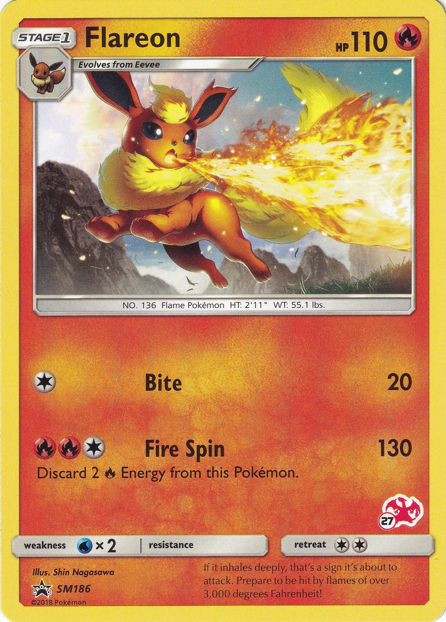 Flareon - SM186 (#27 Charizard Stamped) [BTA - SM186]