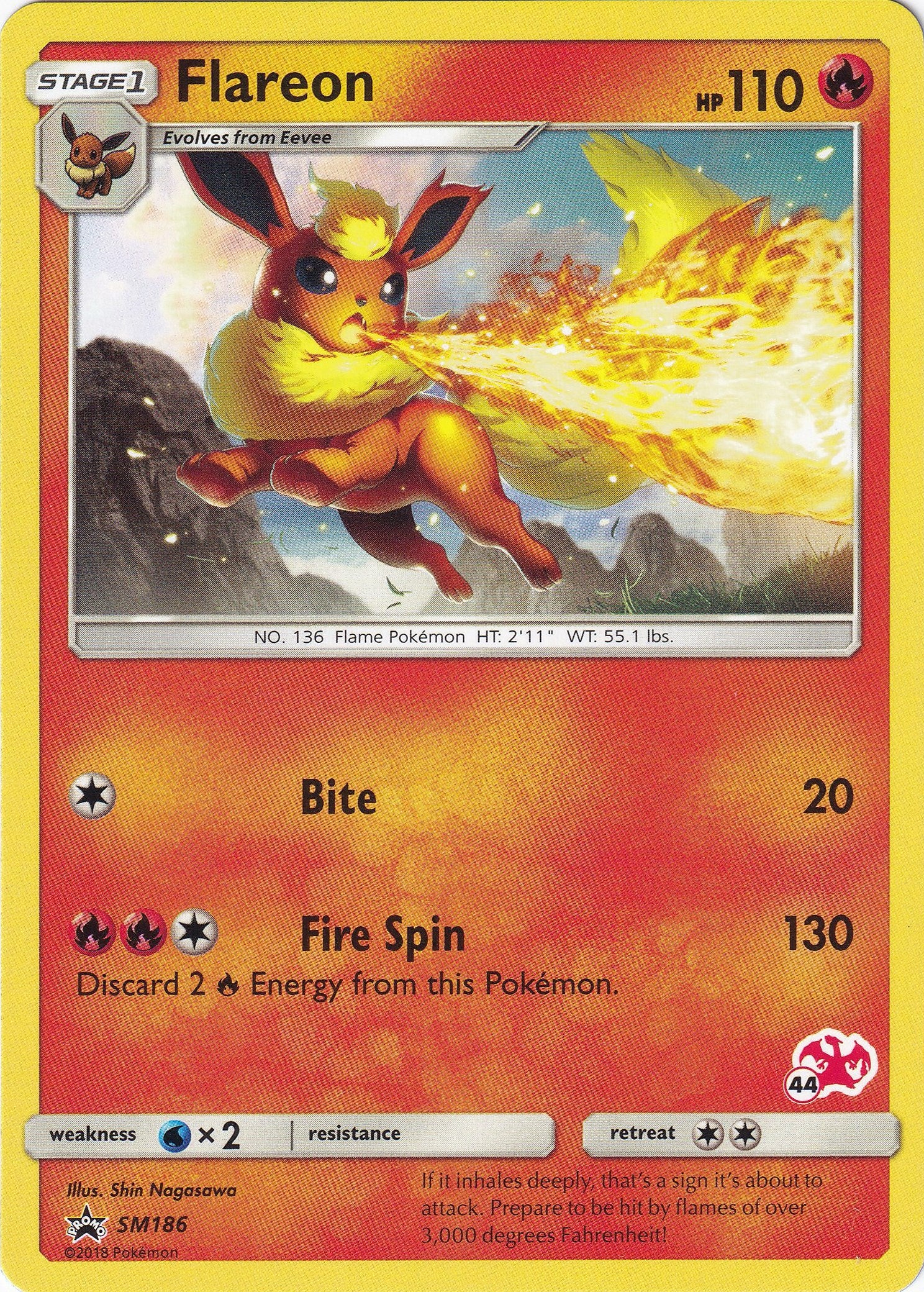 Flareon - SM186 (#44 Charizard Stamped) [BTA - SM186]