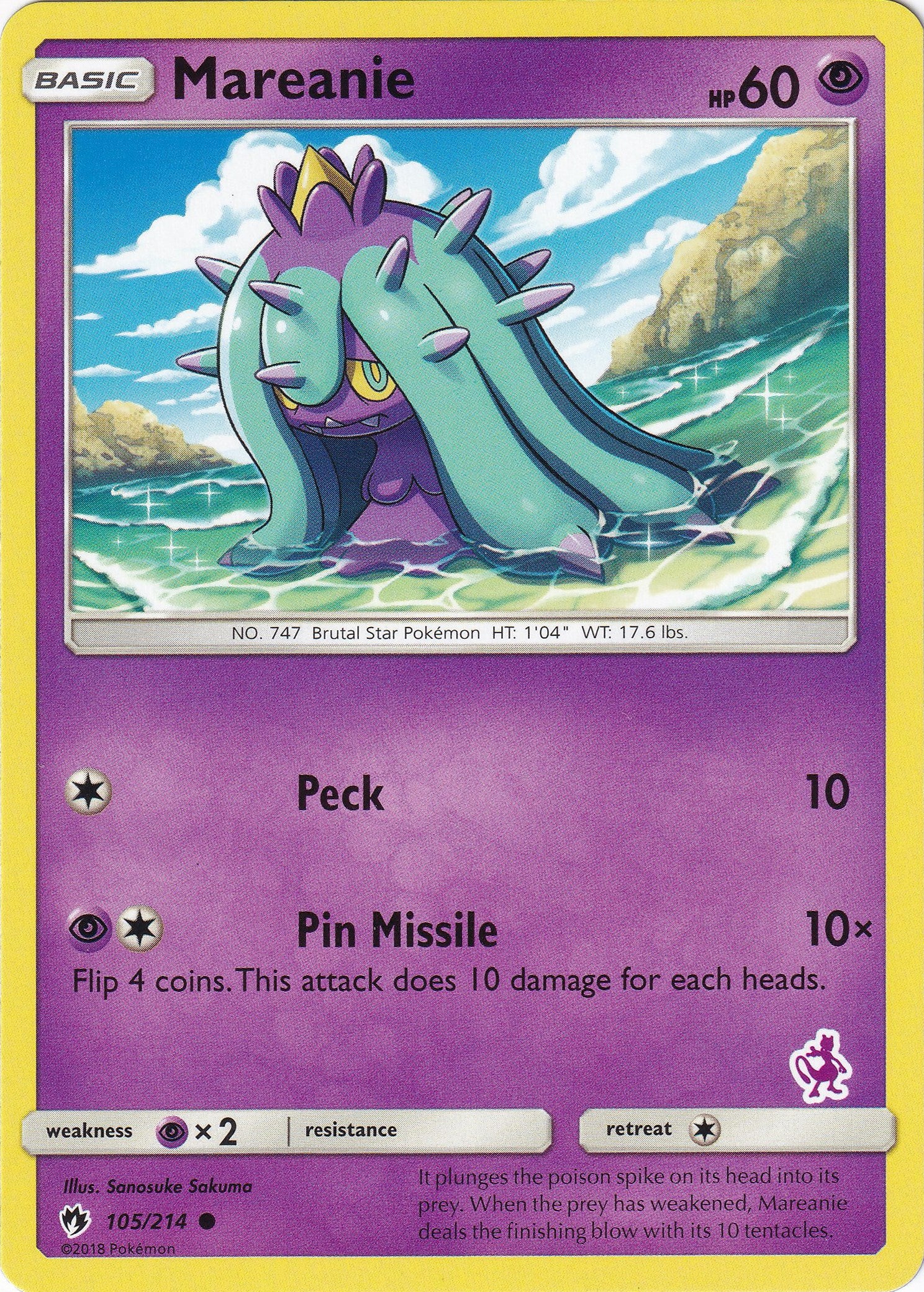 Mareanie - 105/214 (Mewtwo Stamped) [BTA - 105/214]