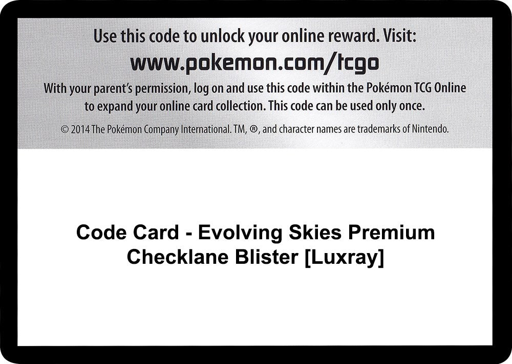 Code Card - Evolving Skies Premium Checklane Blister [Luxray] [SWSH07]