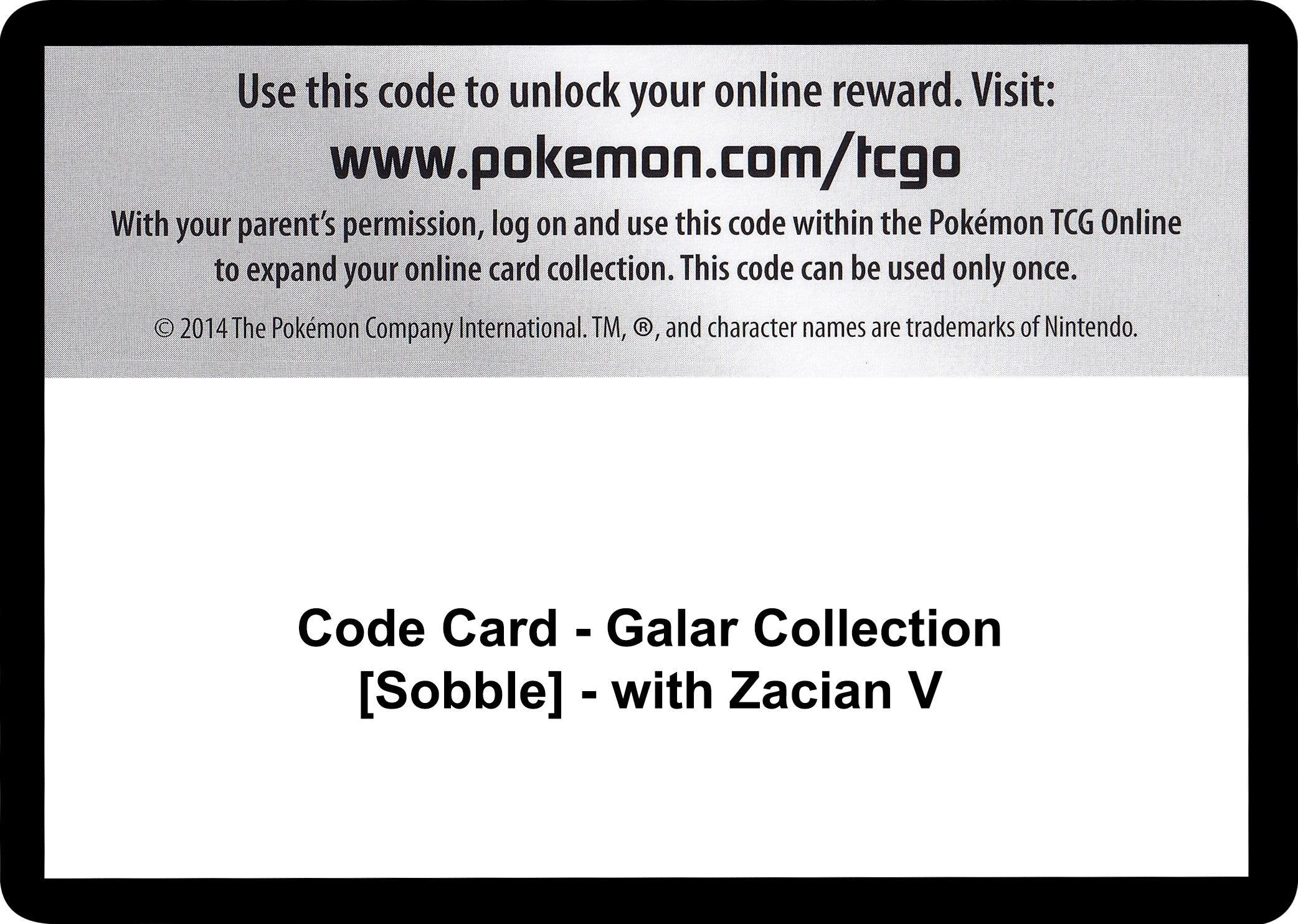 Code Card - Galar Collection [Sobble] - with Zacian V [MCAP]