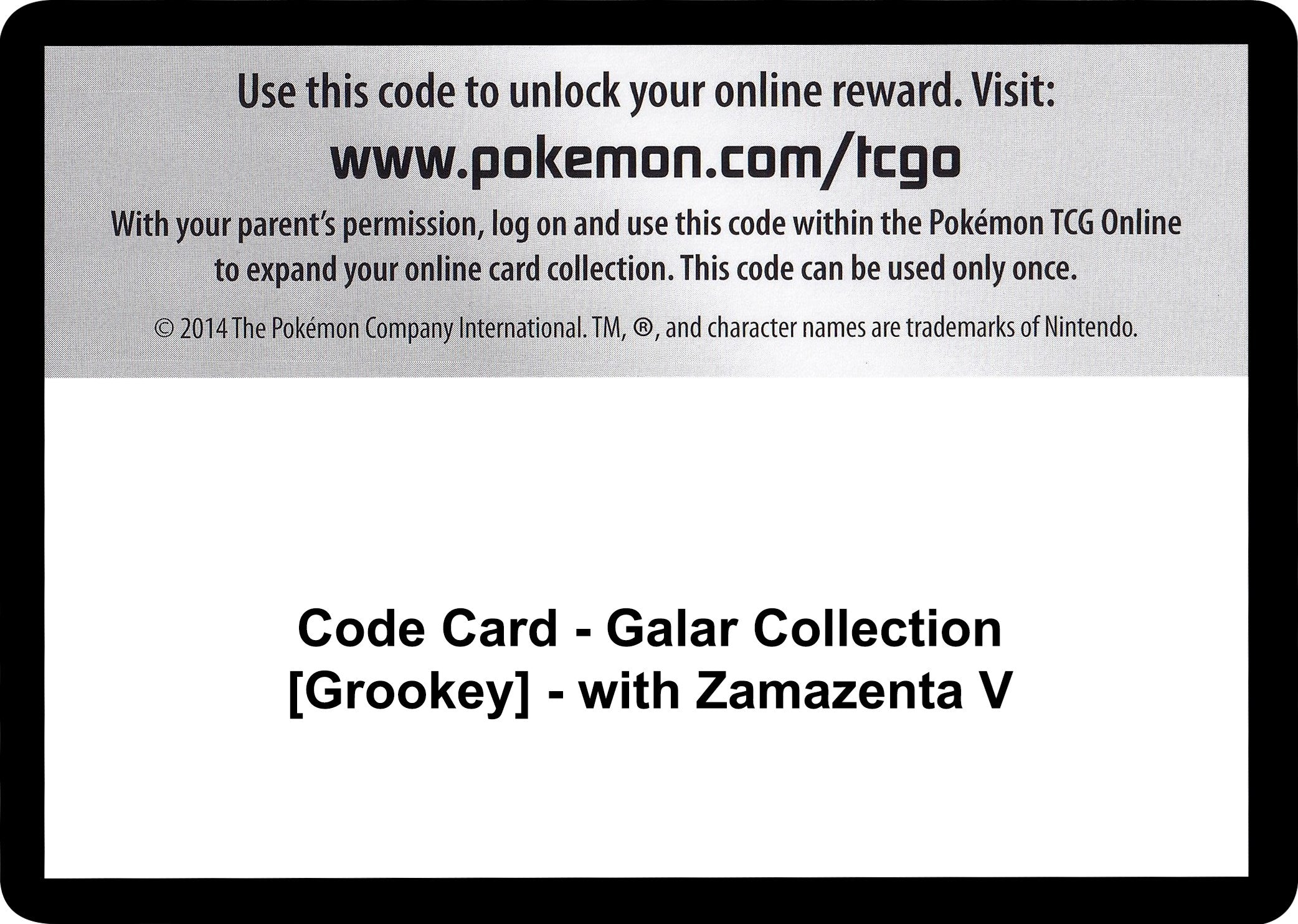 Code Card - Galar Collection [Grookey] - with Zamazenta V [MCAP]