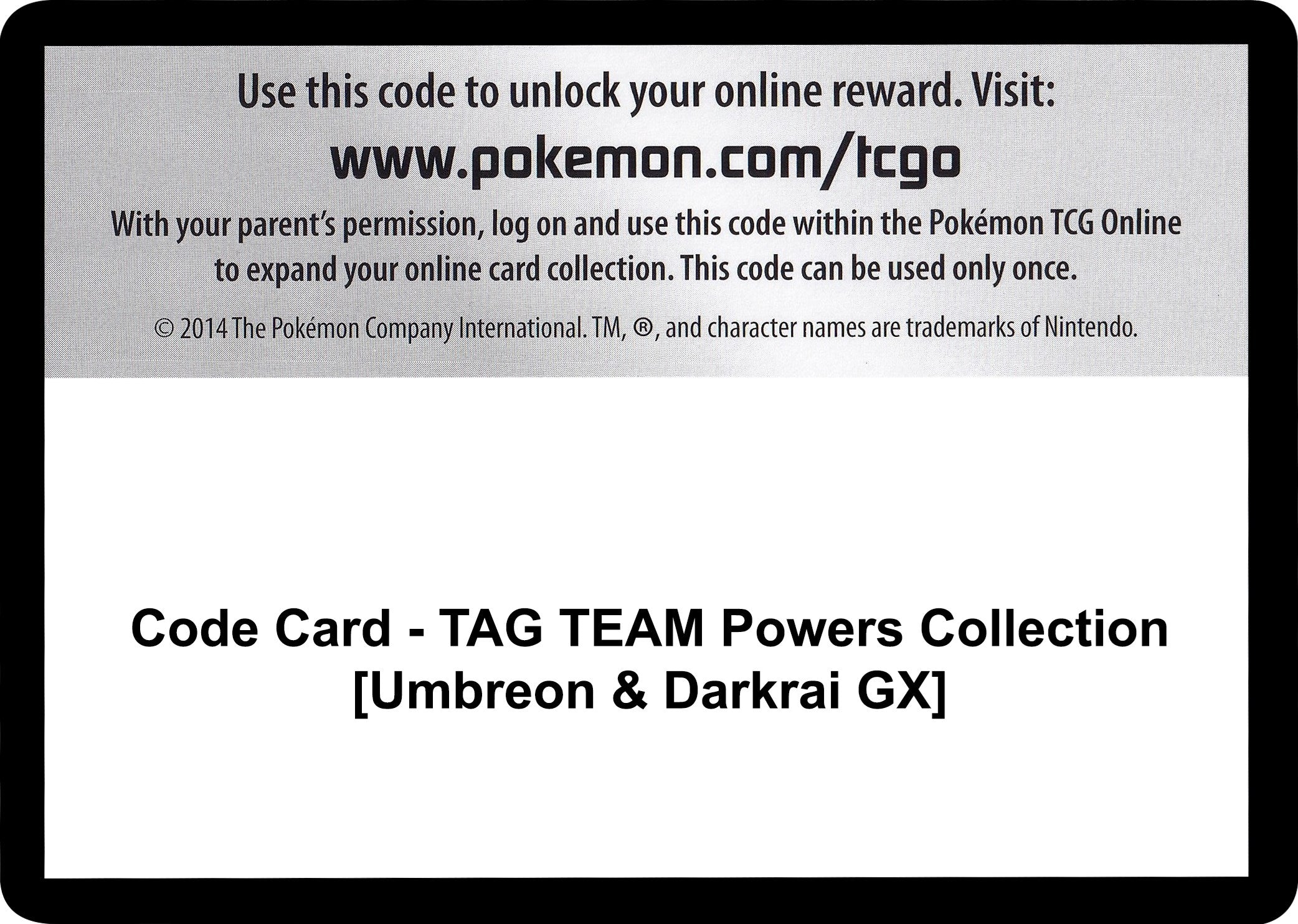 Code Card - TAG TEAM Powers Collection [Umbreon & Darkrai GX] [MCAP]