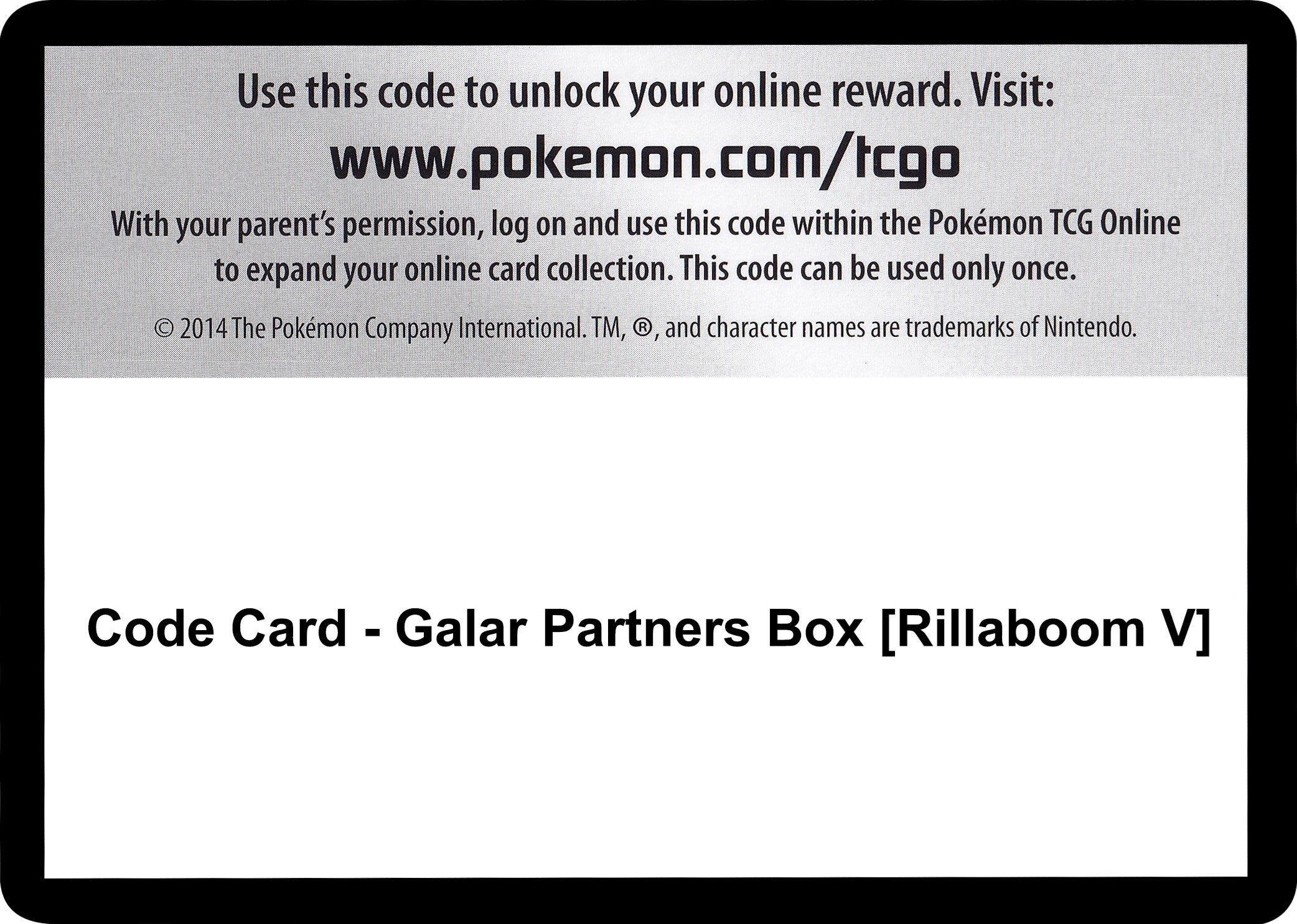 Code Card - Galar Partners Box [Rillaboom V] [SWSH01]