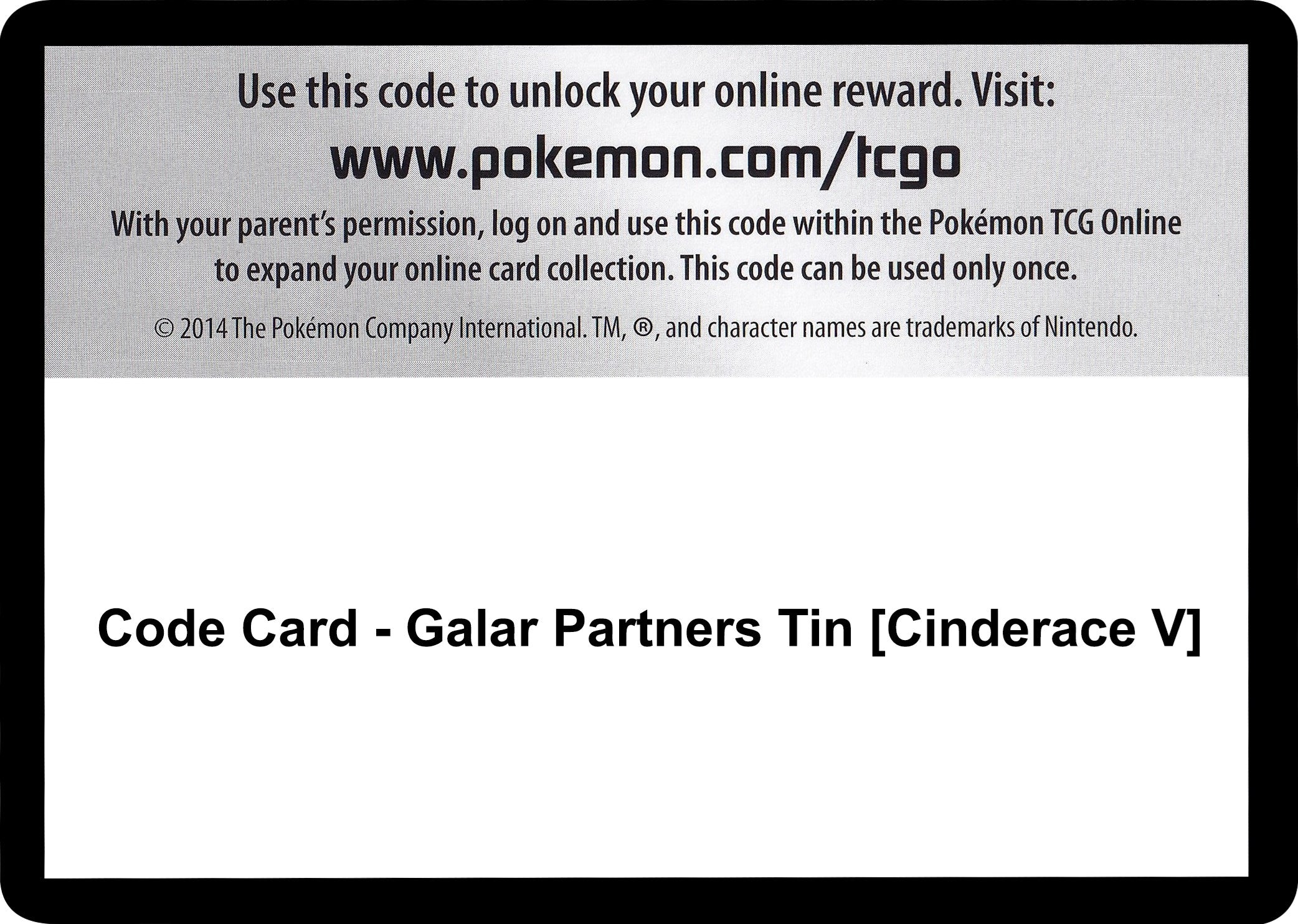Code Card - Galar Partners Tin [Cinderace V] [SWSH01]