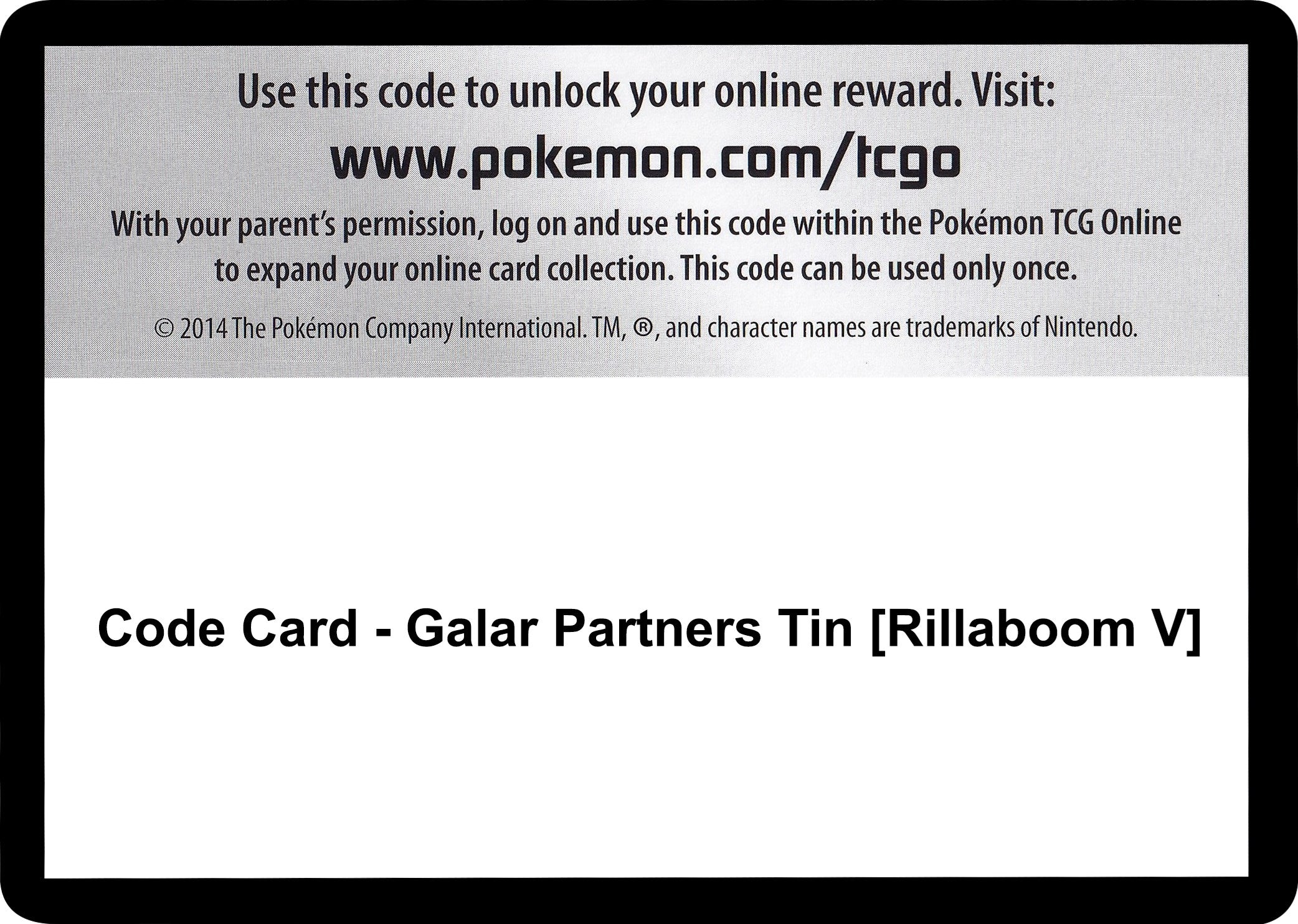 Code Card - Galar Partners Tin [Rillaboom V] [SWSH01]
