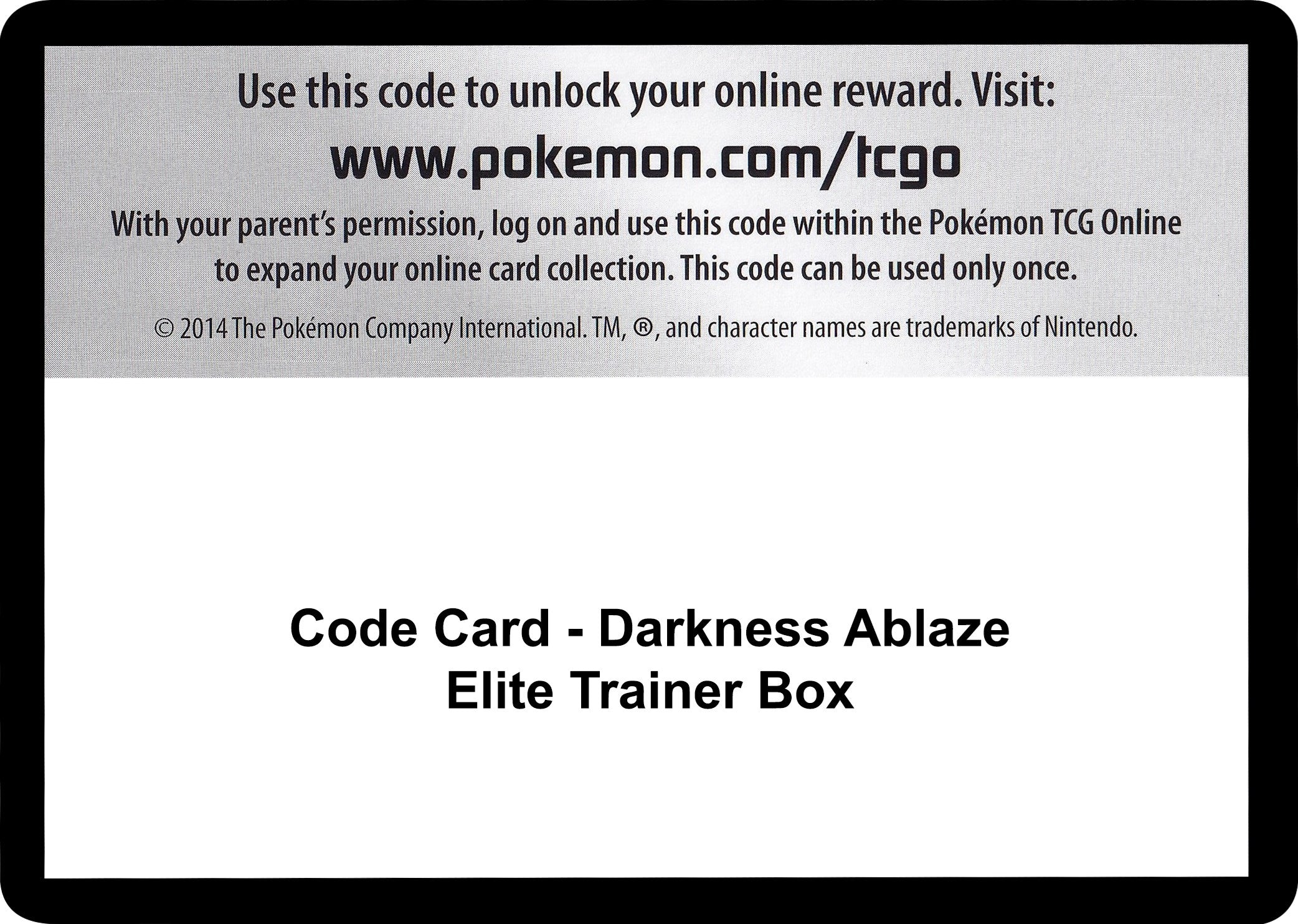 Code Card - Darkness Ablaze Elite Trainer Box [SWSH03]
