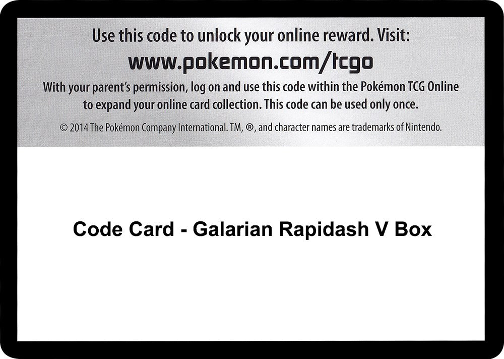 Code Card - Galarian Rapidash V Box [SWSH05]