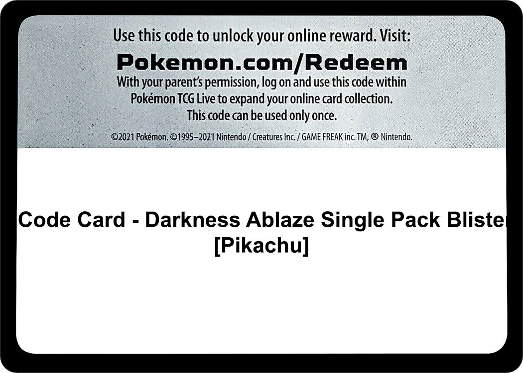 Code Card - Darkness Ablaze Single Pack Blister [Pikachu] [SWSH03]