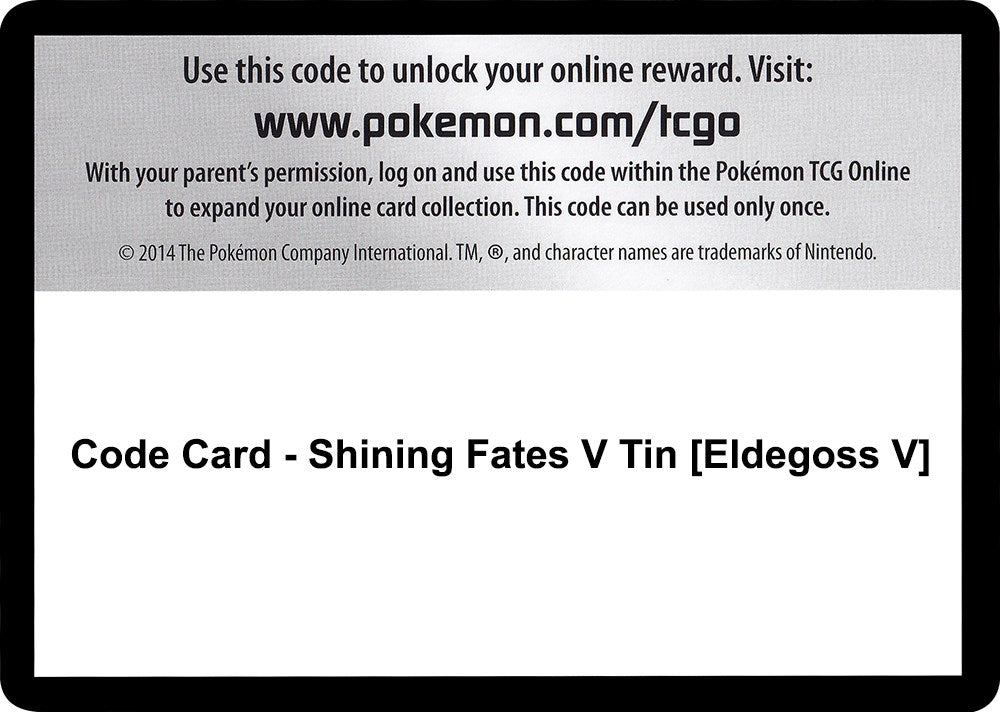 Code Card - Shining Fates V Tin [Eldegoss V] [SHF]