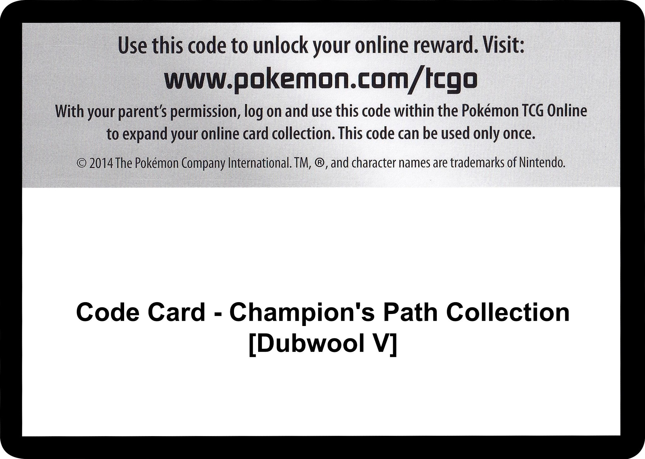 Code Card - Champion's Path Collection [Dubwool V] [CHP]