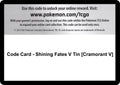 Code Card - Shining Fates V Tin [Cramorant V] [SHF]
