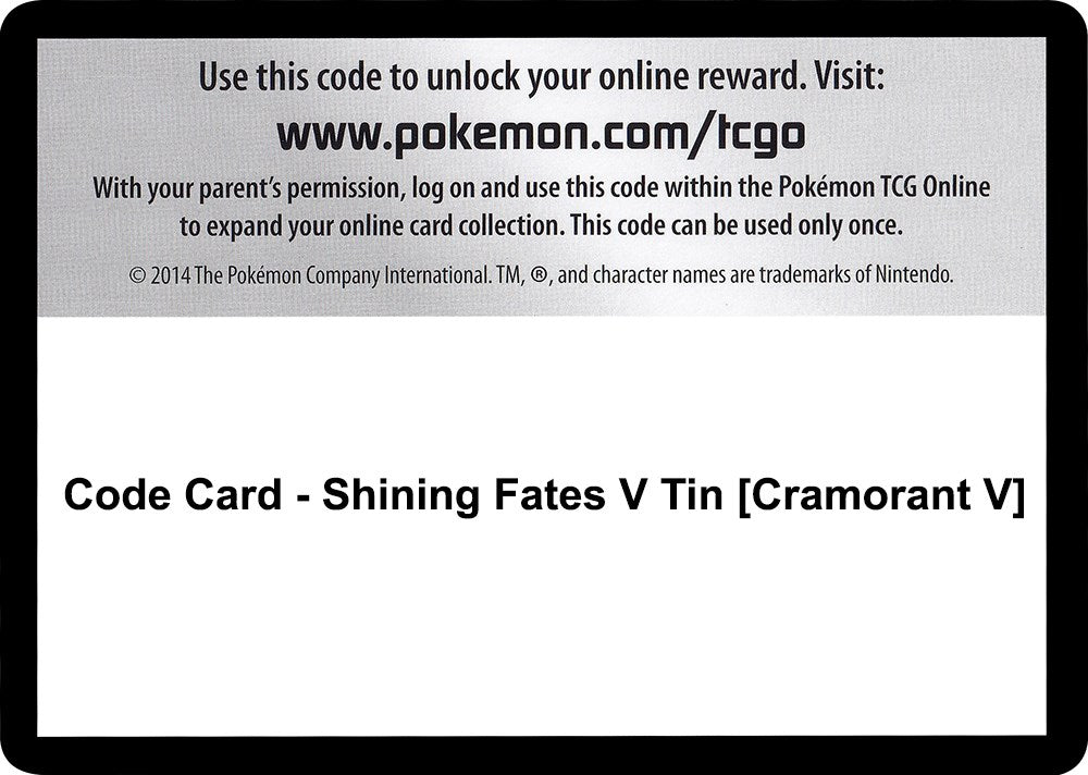 Code Card - Shining Fates V Tin [Cramorant V] [SHF]