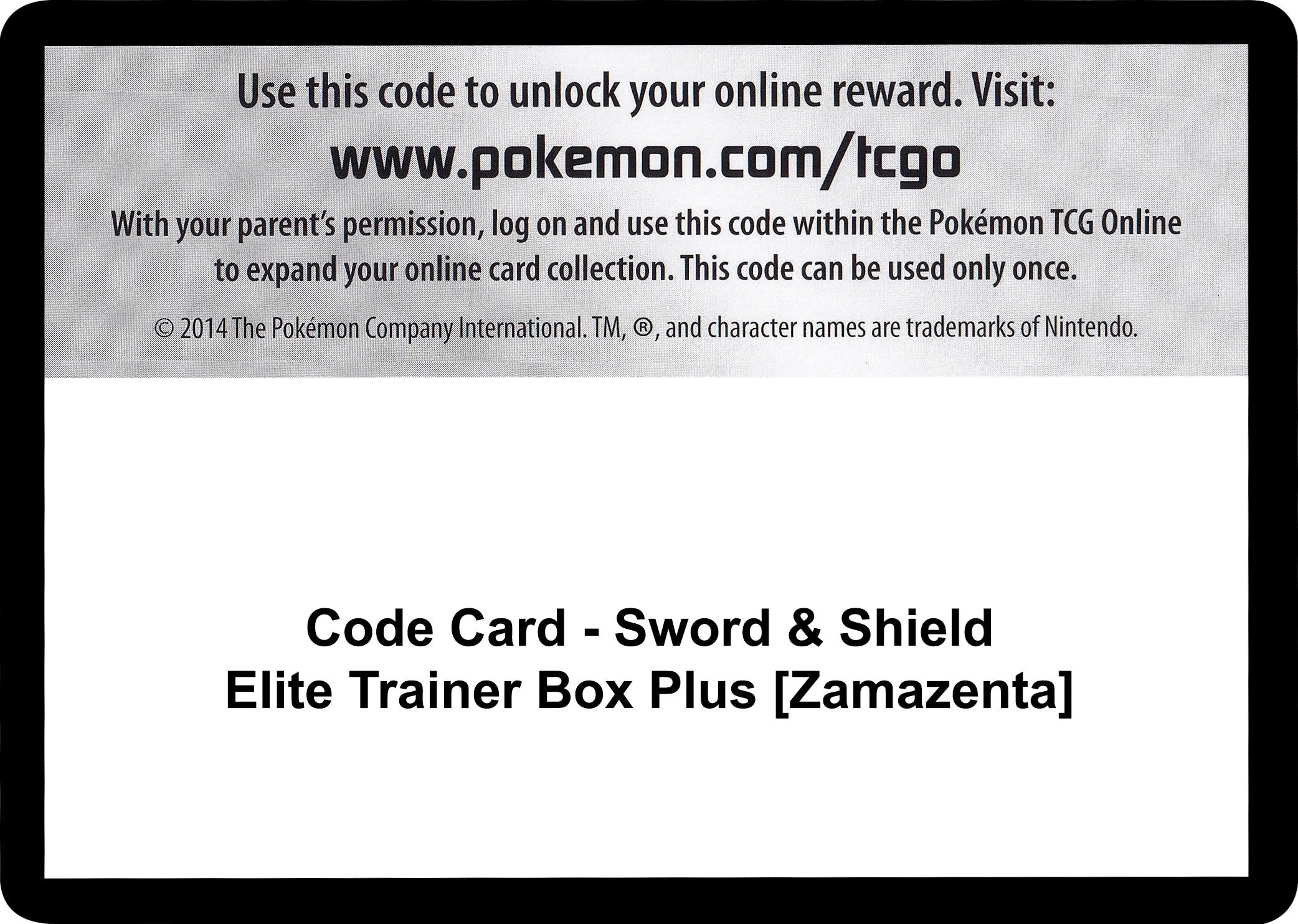 Code Card - Sword & Shield Elite Trainer Box Plus [Zamazenta] [SWSH04]