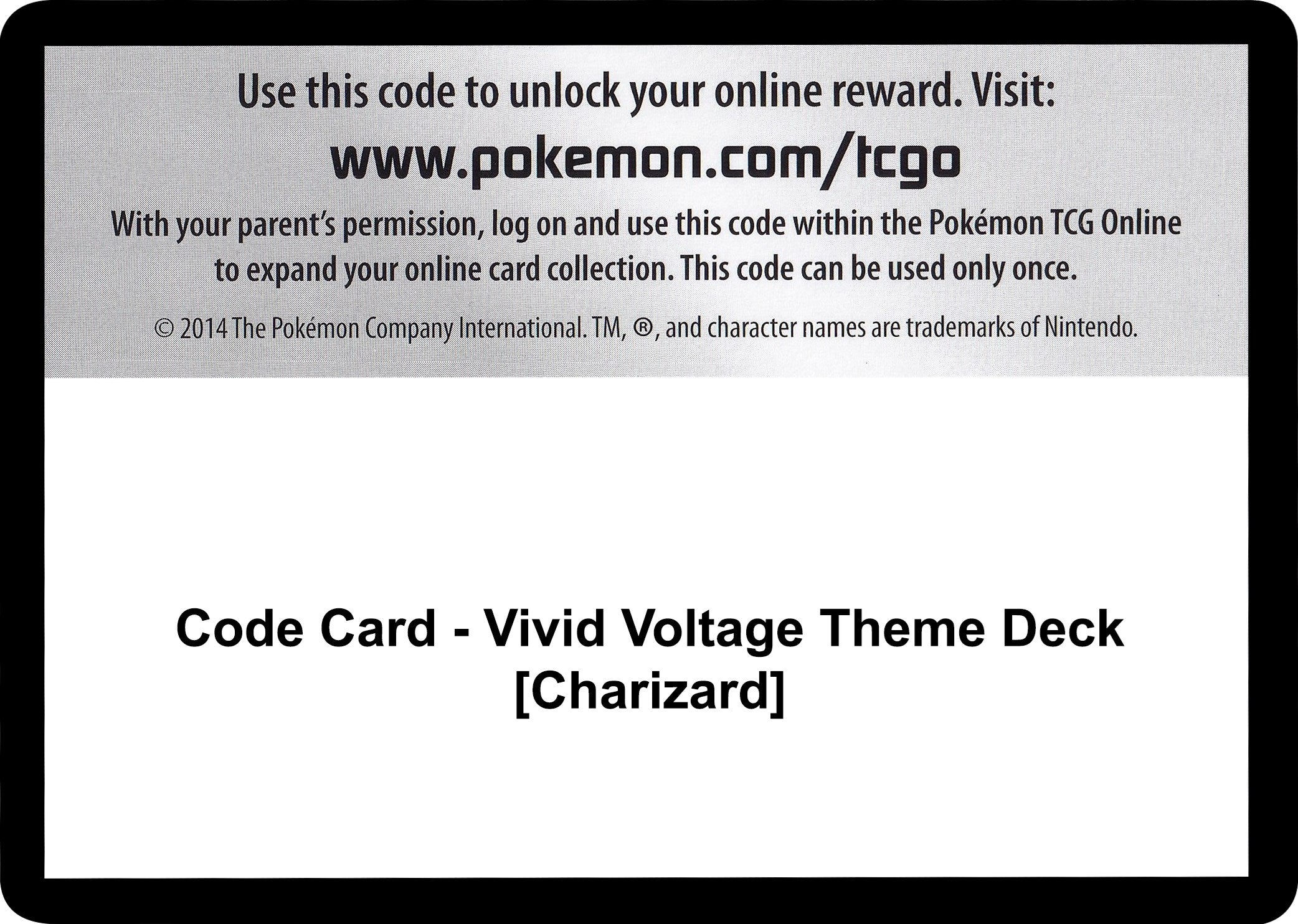 Code Card - Vivid Voltage Theme Deck [Charizard] [SWSH04]