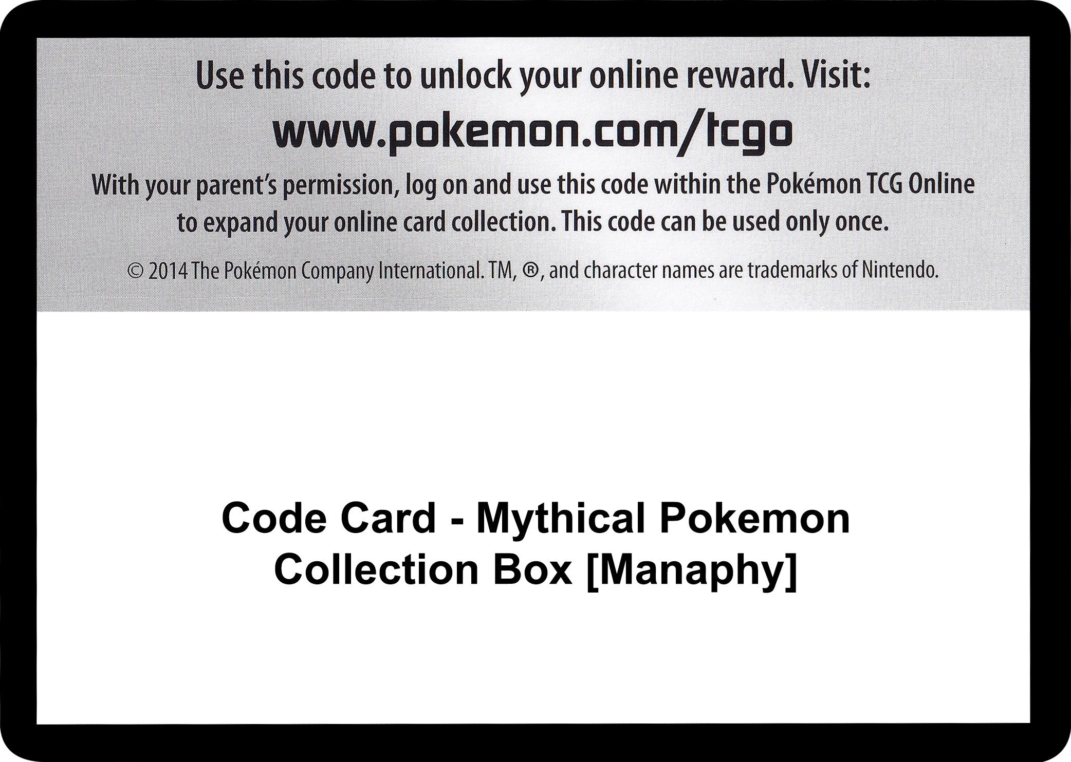 Code Card - Mythical Pokemon Collection Box [Manaphy] [GEN]
