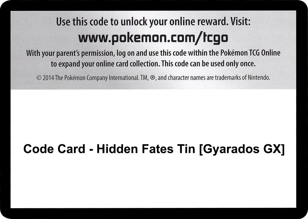 Code Card - Hidden Fates Tin [Gyarados GX] [HIF]