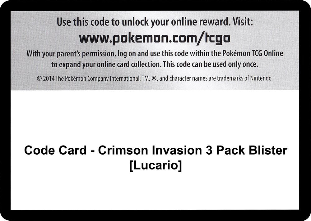 Code Card - Crimson Invasion 3 Pack Blister [Lucario] [SM04]
