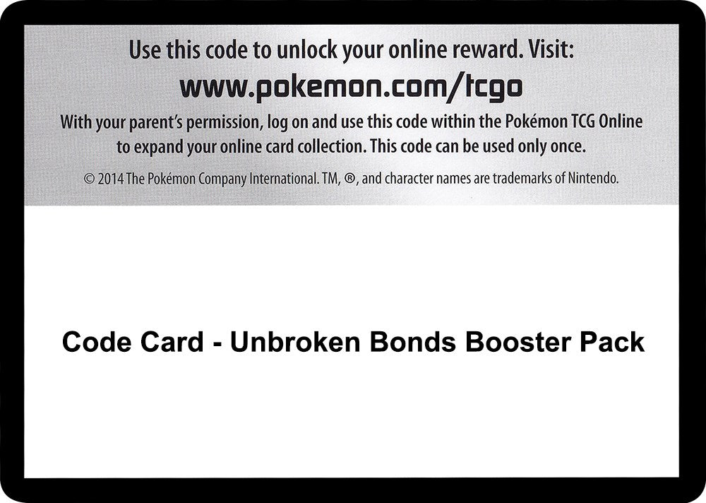 Code Card - Unbroken Bonds Booster Pack [SM10]