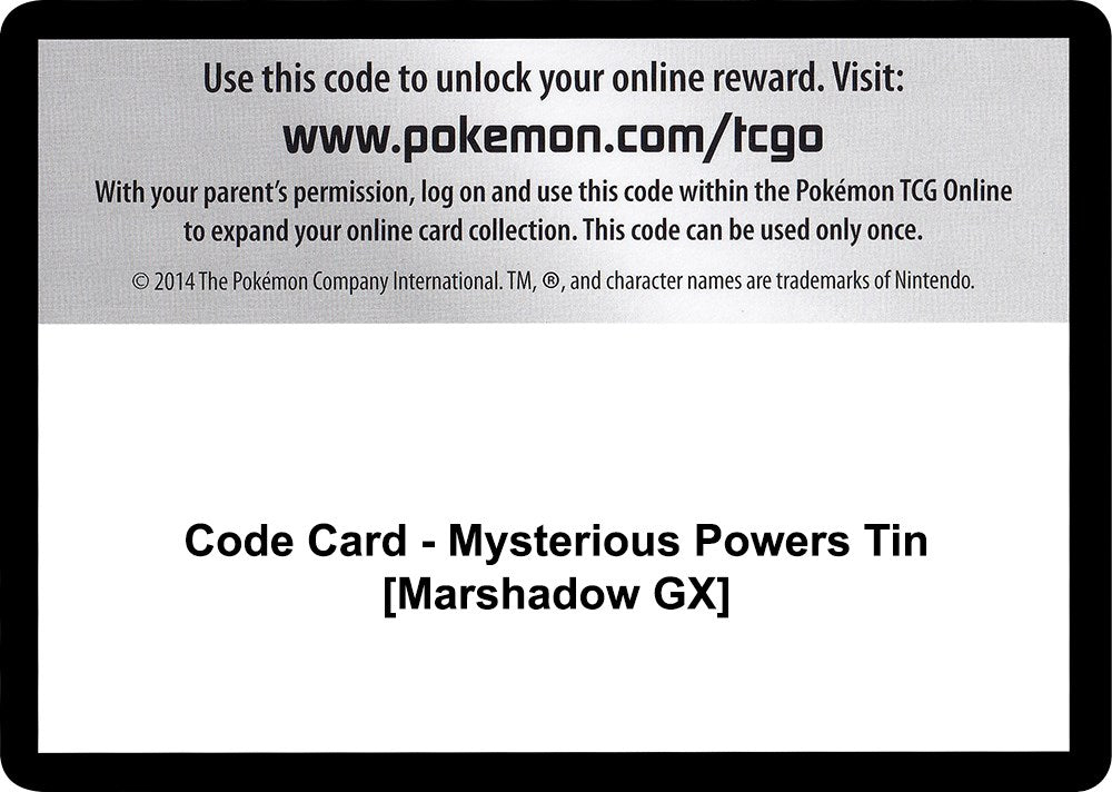 Code Card - Mysterious Powers Tin [Marshadow GX] [SM03]