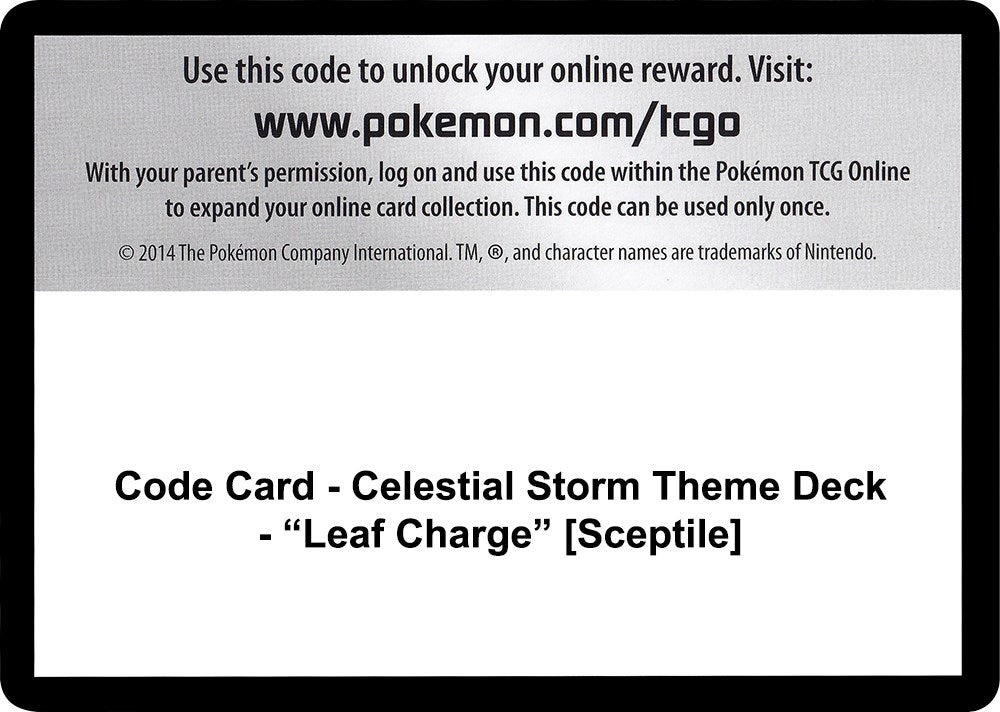 Code Card - Celestial Storm Theme Deck - "Leaf Charge" [Sceptile] [CES]