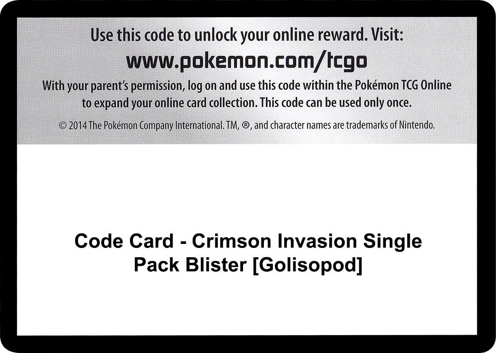 Code Card - Crimson Invasion Single Pack Blister [Golisopod] [SM04]