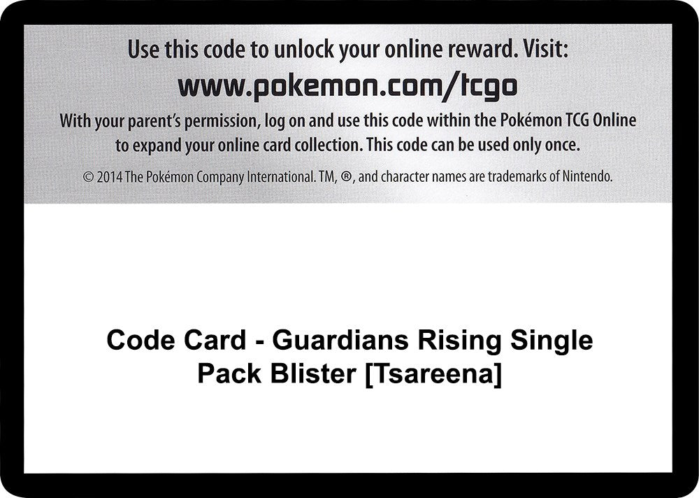 Code Card - Guardians Rising Single Pack Blister [Tsareena] [SM02]
