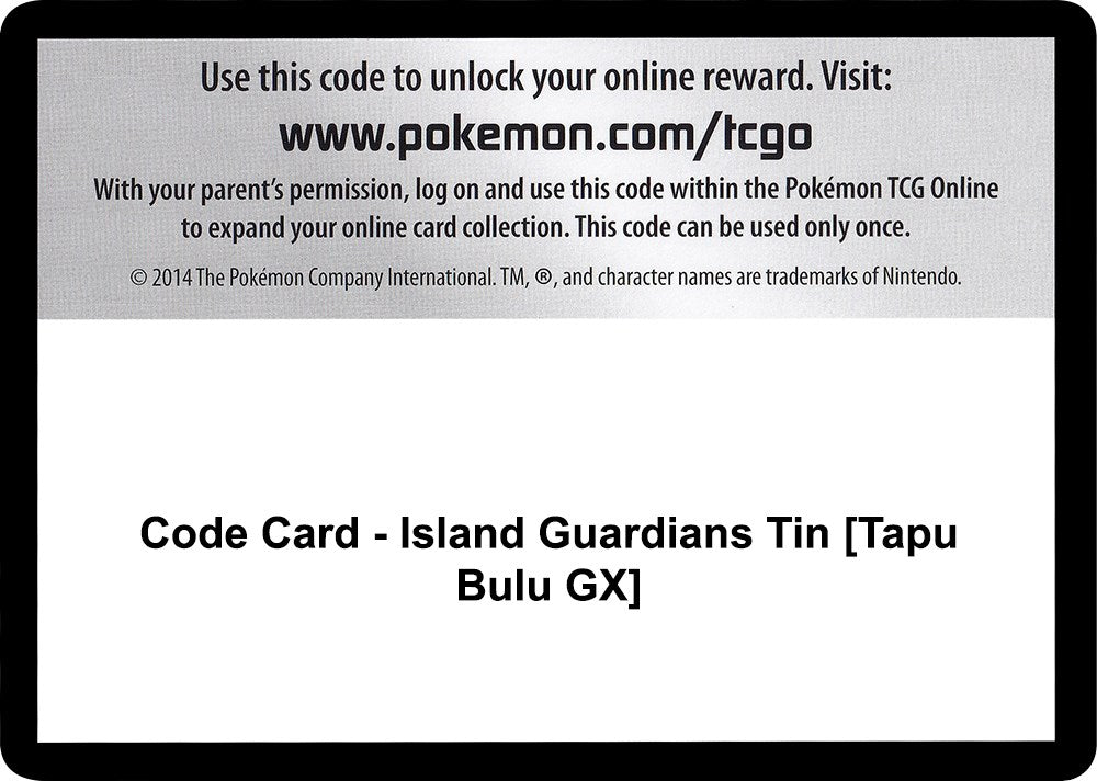 Code Card - Island Guardians Tin [Tapu Bulu GX] [SM02]