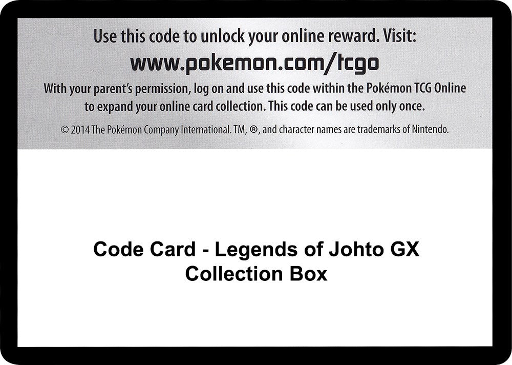 Code Card - Legends of Johto GX Collection Box [SM05]