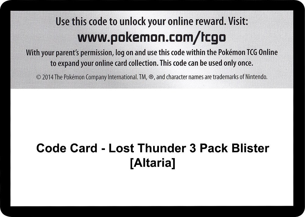 Code Card - Lost Thunder 3 Pack Blister [Altaria] [SM8]