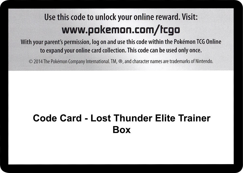 Code Card - Lost Thunder Elite Trainer Box [SM8]
