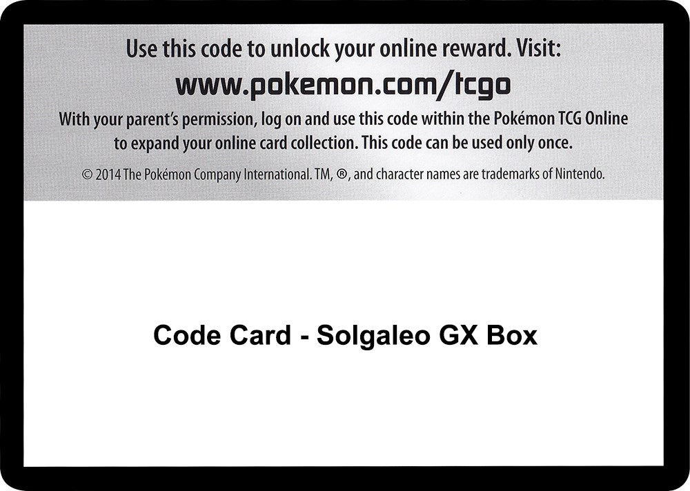 Code Card - Solgaleo GX Box [CES]