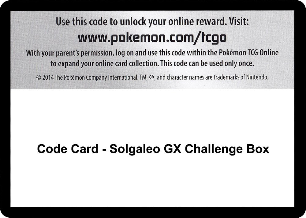 Code Card - Solgaleo GX Challenge Box [CES]