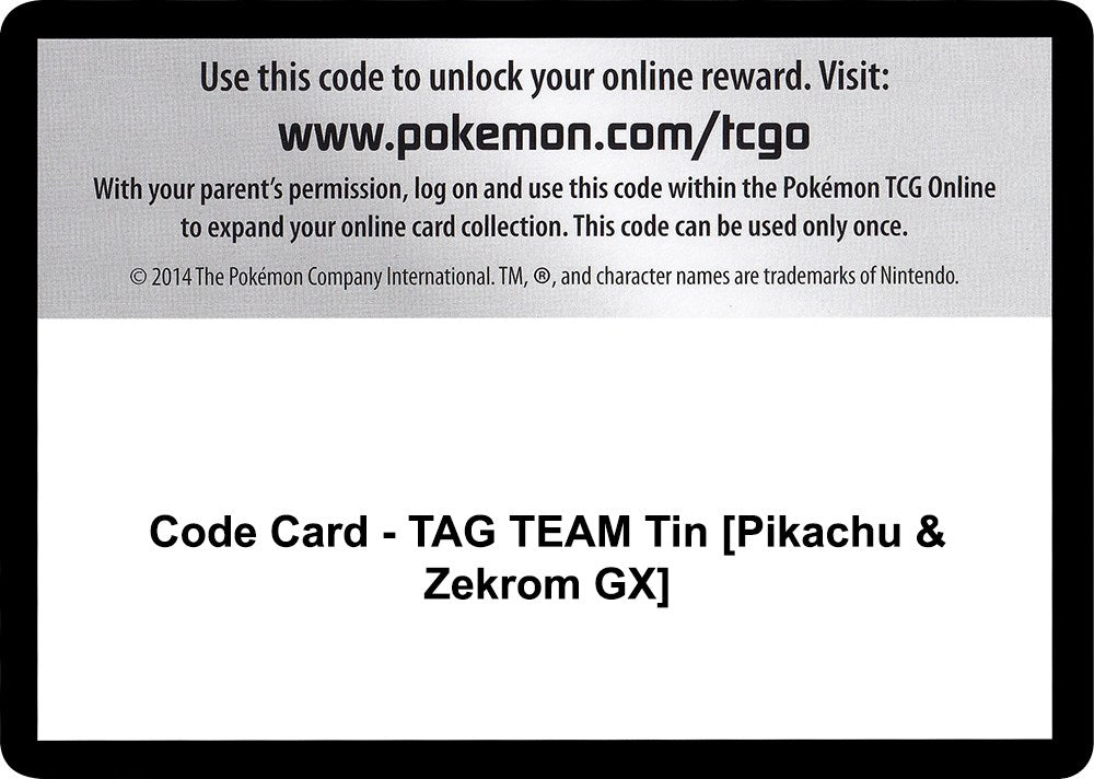 Code Card - TAG TEAM Tin [Pikachu & Zekrom GX] [SM9]