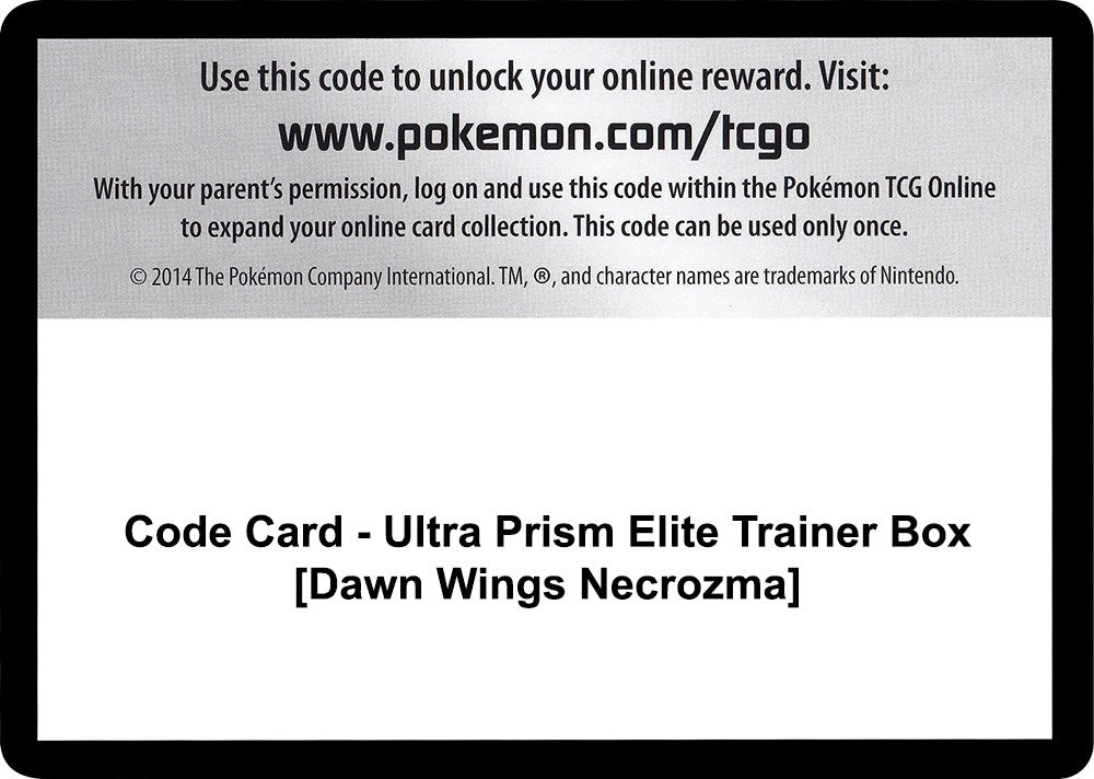 Code Card - Ultra Prism Elite Trainer Box [Dawn Wings Necrozma] [SM05]