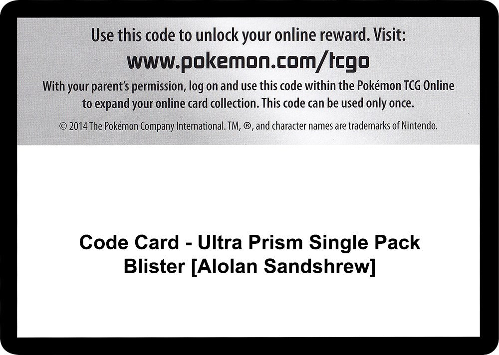 Code Card - Ultra Prism Single Pack Blister [Alolan Sandshrew] [SM05]