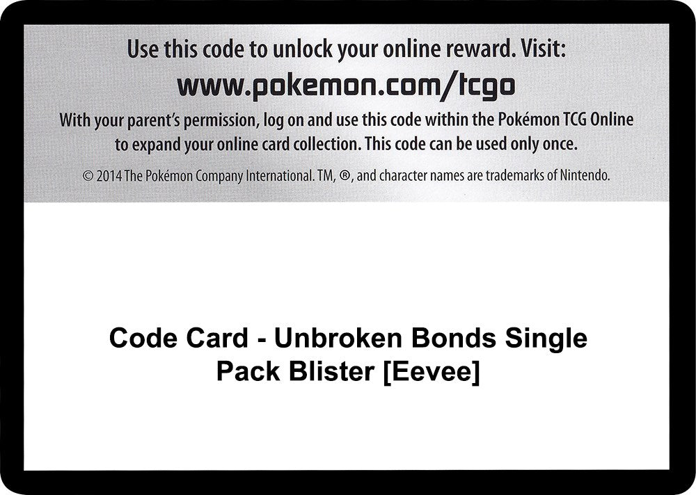 Code Card - Unbroken Bonds Single Pack Blister [Eevee] [SM10]