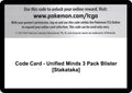 Code Card - Unified Minds 3 Pack Blister [Stakataka] [SM11]