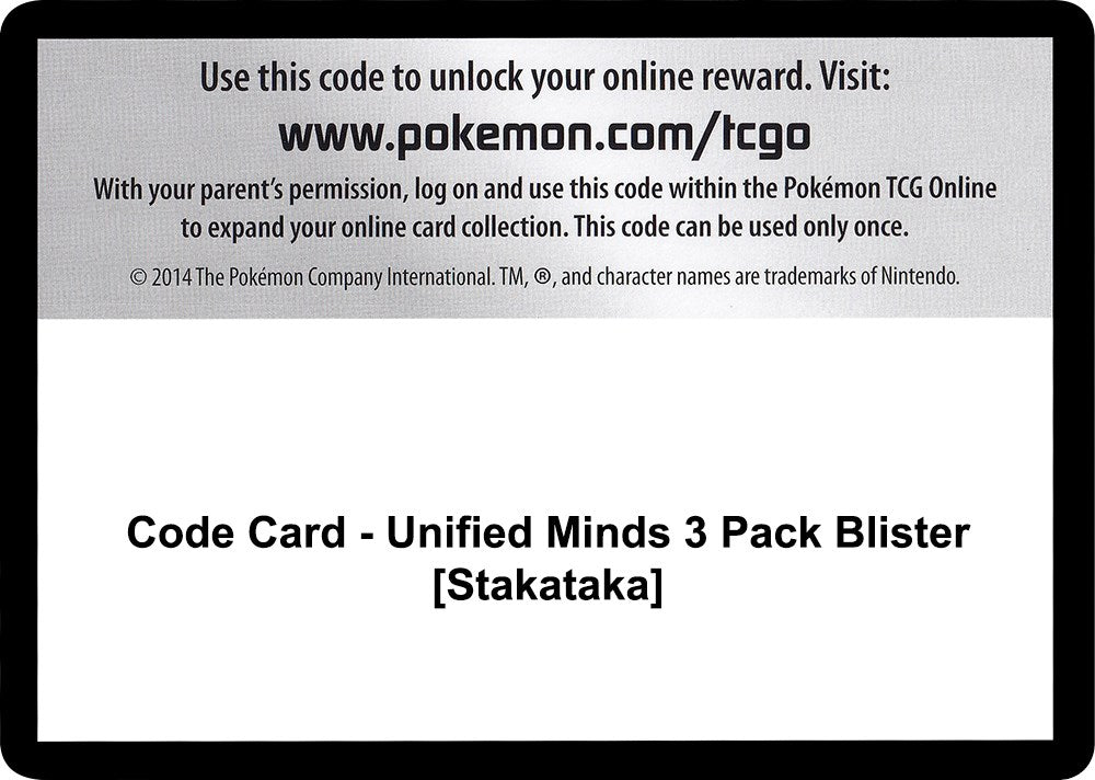 Code Card - Unified Minds 3 Pack Blister [Stakataka] [SM11]