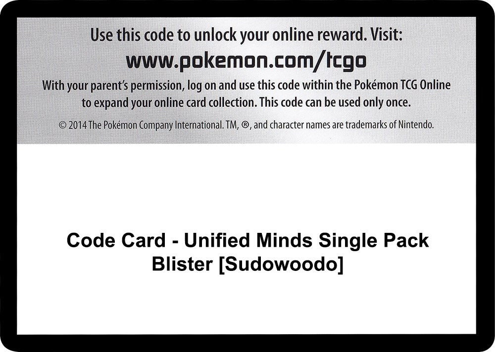 Code Card - Unified Minds Single Pack Blister [Sudowoodo] [SM11]
