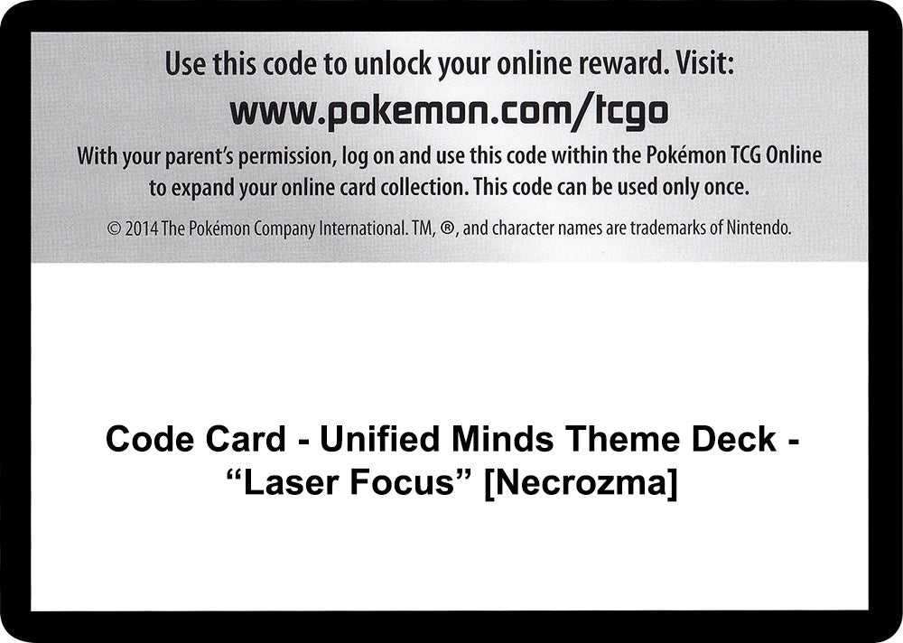 Code Card - Unified Minds Theme Deck - "Laser Focus" [Necrozma] [SM11]