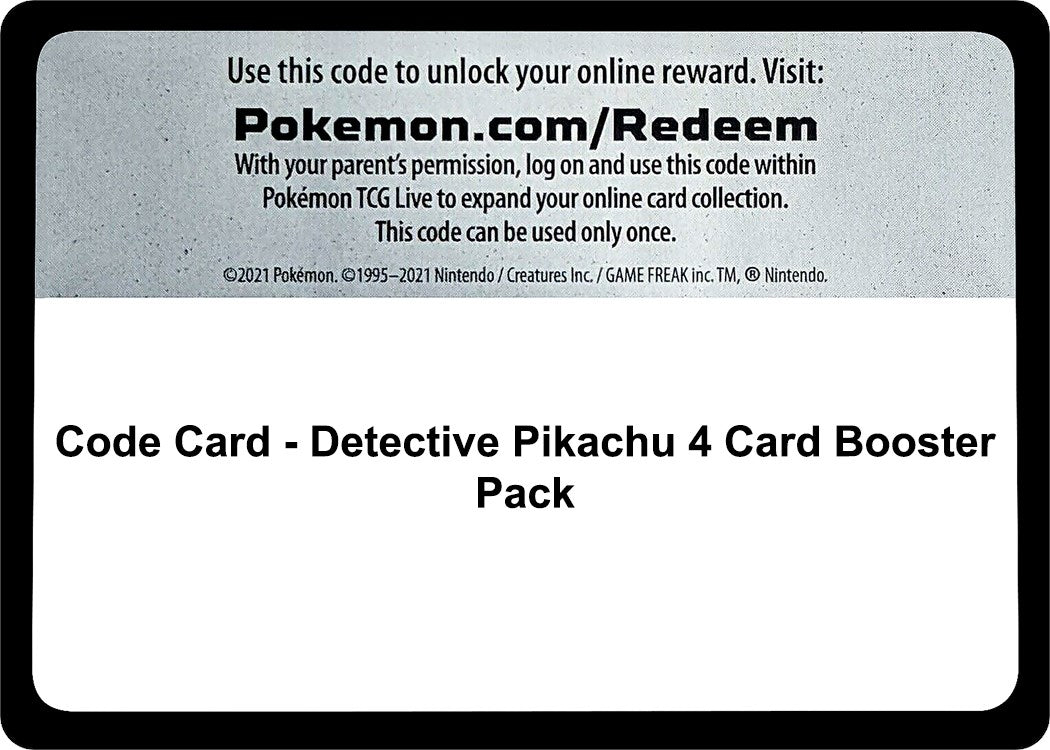 Code Card - Detective Pikachu 4 Card Booster Pack [DEP]