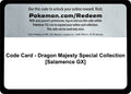 Code Card - Dragon Majesty Special Collection [Salamence GX] [DRM]