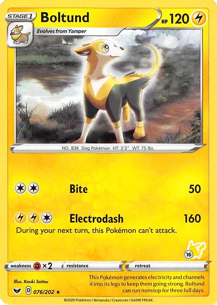 Boltund - 076/202 (#16 Pikachu Stamped) [BA22 - 076/202]
