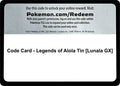 Code Card - Legends of Alola Tin [Lunala GX] [SM01]