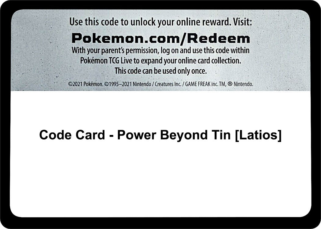 Code Card - Power Beyond Tin [Latios] [MCAP]