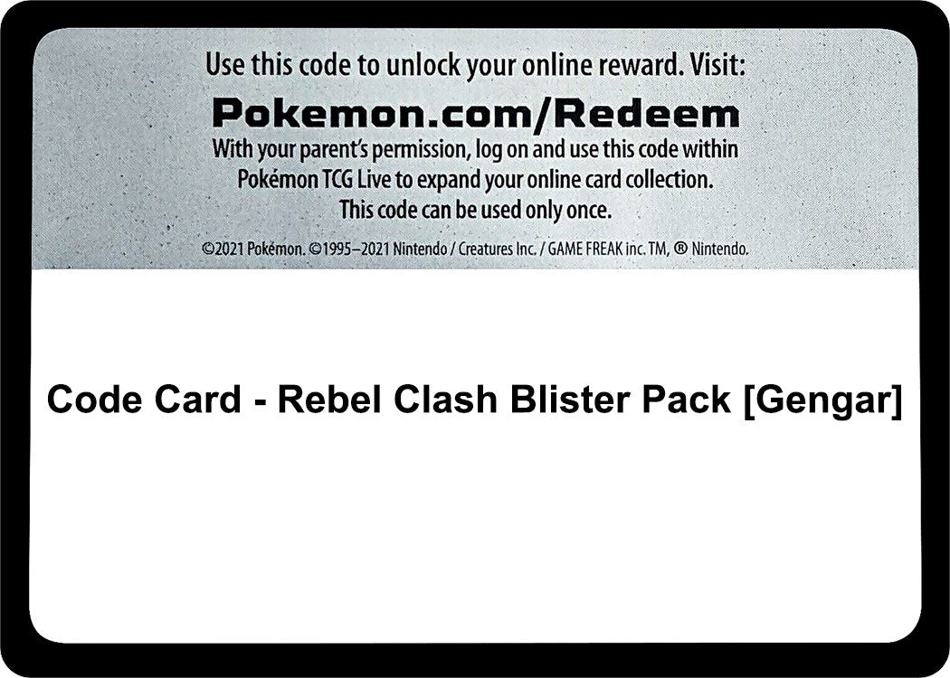 Code Card - Rebel Clash Blister Pack [Gengar] [SWSH02]