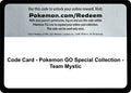 Code Card - Pokemon GO Special Collection - Team Mystic [PGO]